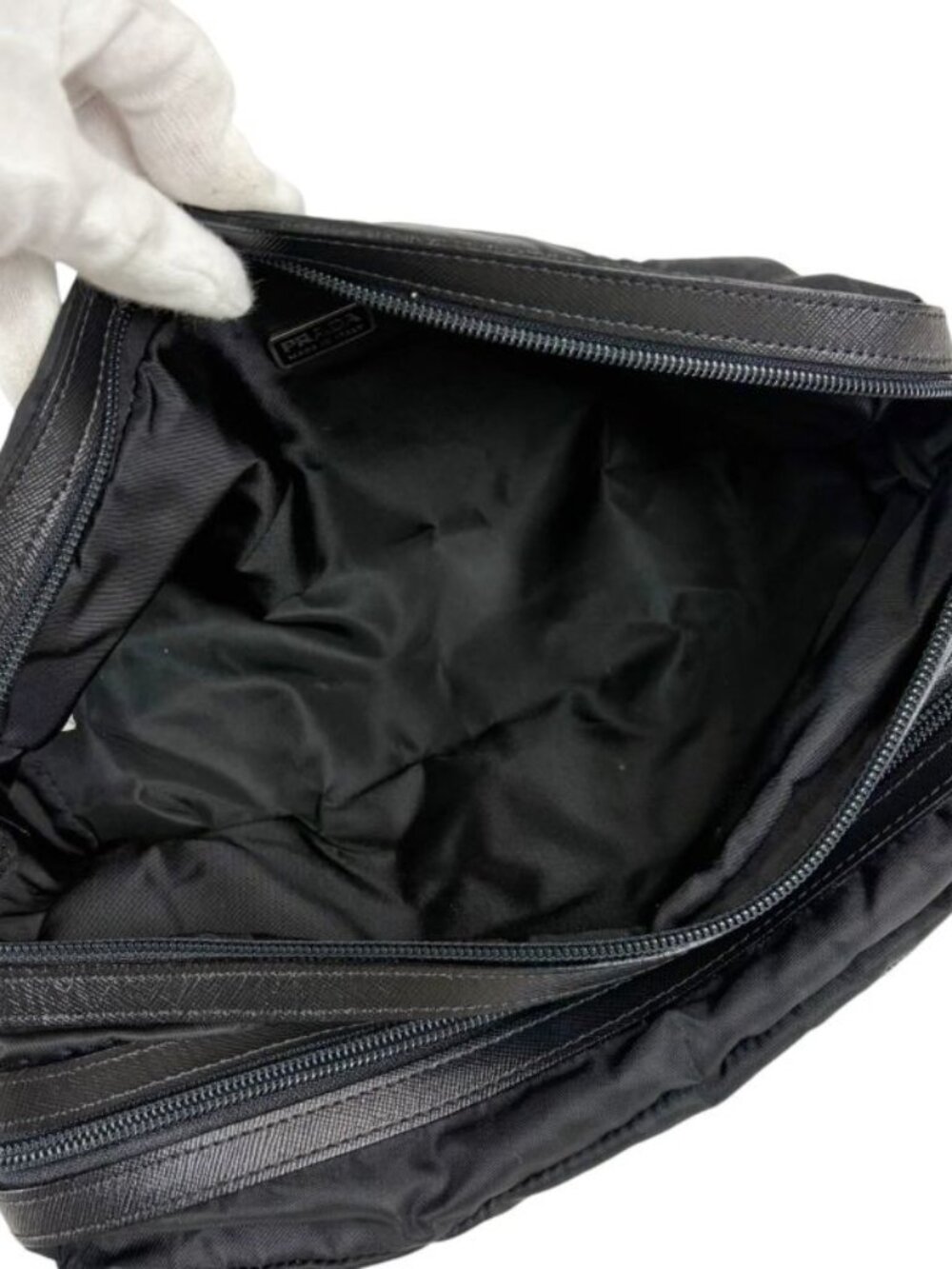 Prada Triangle Logo Clutch Multi Pouch Black Tessuto - Picture 8 of 12